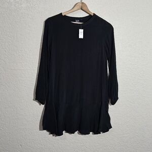 NWT Gap Solid Black Semi-Sheer Shift Dress